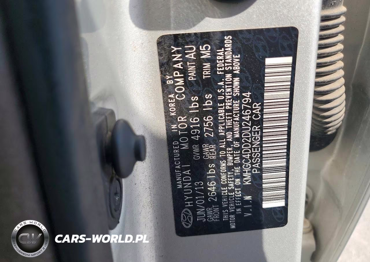 2013 Hyundai Genesis 3.8L VIN:KMHGC4DD2DU246794 - 12