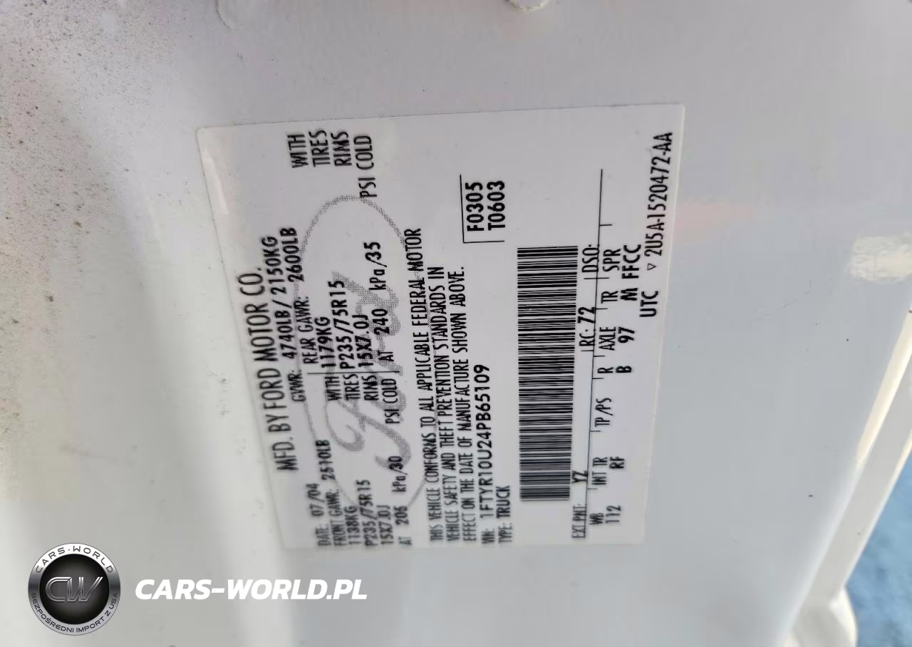 2004 Ford Ranger VIN:1FTYR10U24PB65109 - 12