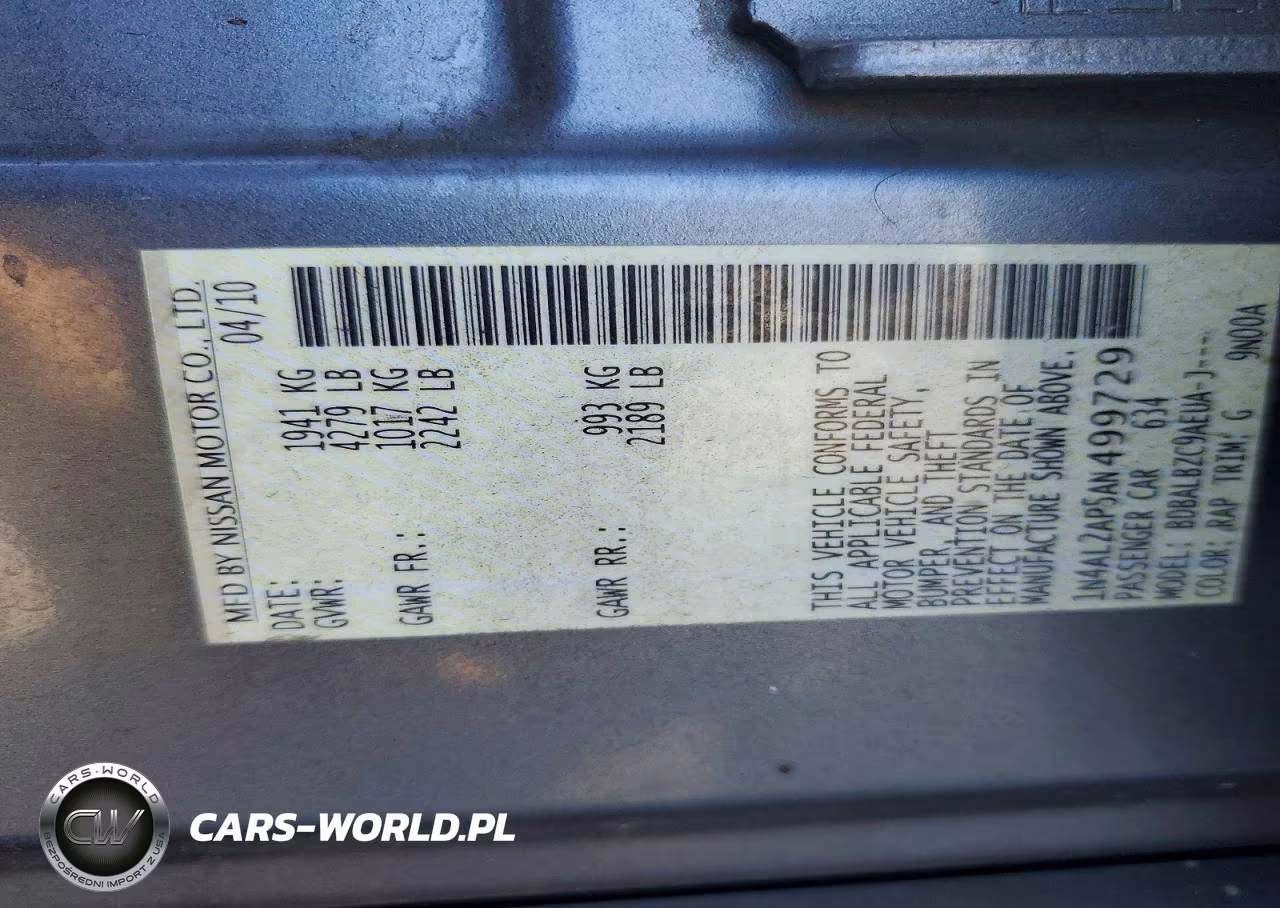 2010 Nissan Altima 2.5 VIN:1N4AL2AP5AN499729 - 12