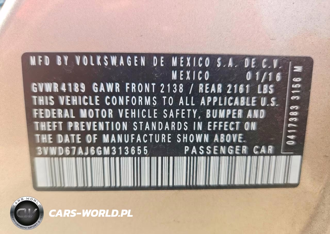 2016 Volkswagen Jetta Se VIN:3VWD67AJ6GM313655 - 12