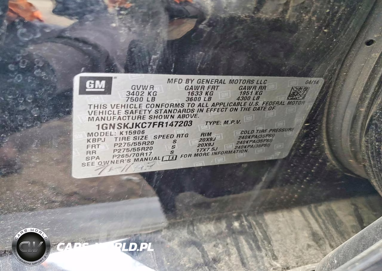 2015 Chevrolet Suburban K1500 Lt VIN:1GNSKJKC7FR147203 - 12