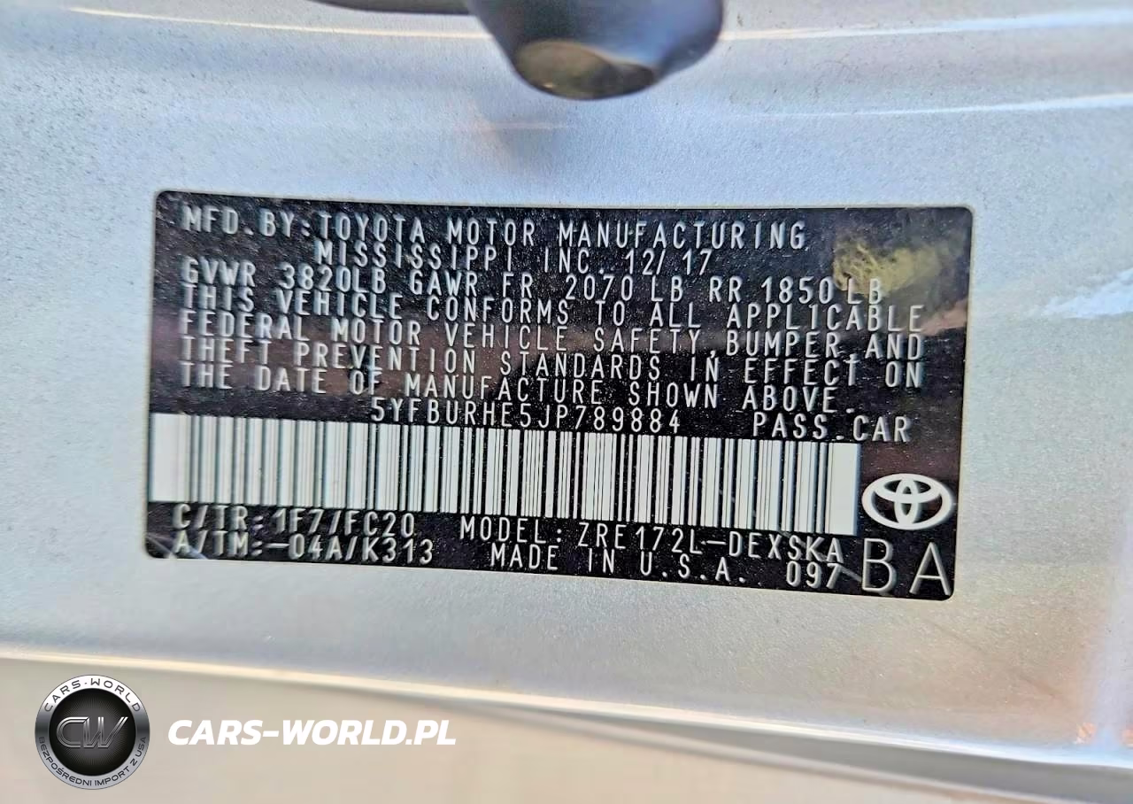2018 Toyota Corolla Se VIN:5YFBURHE5JP789884 - 12