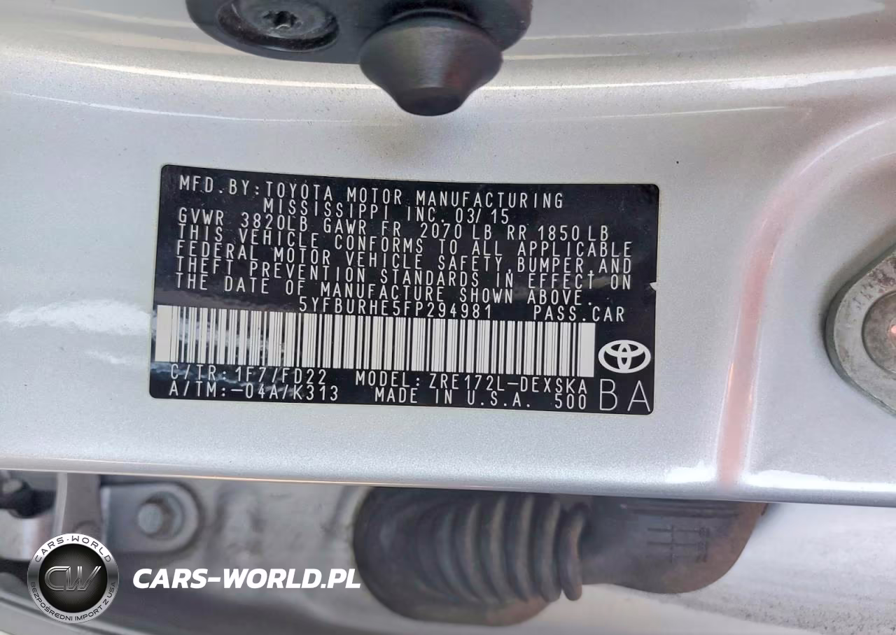 2015 Toyota Corolla S Plus VIN:5YFBURHE5FP294981 - 12