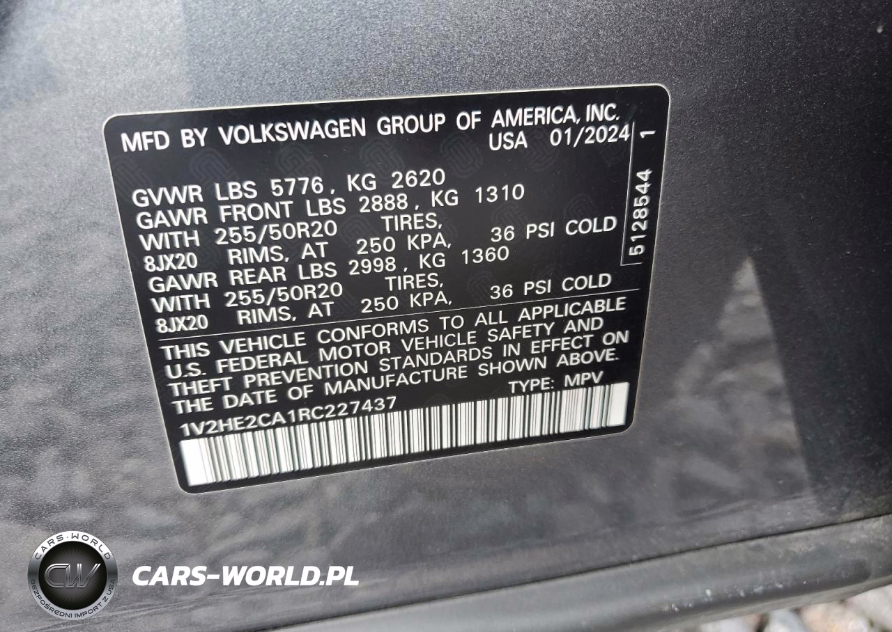 2024 Volkswagen Atlas Cross Sport Se VIN:1V2HE2CA1RC227437 - 13