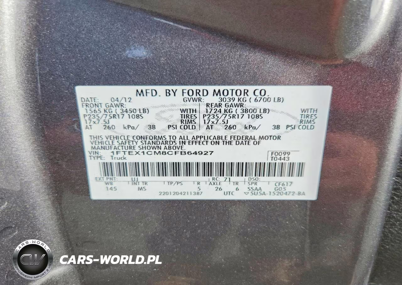 2012 Ford F150 Super Cab VIN:1FTEX1CM8CFB64927 - 12