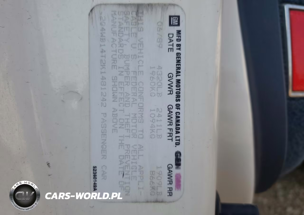 1989 Buick Regal Custom VIN:2G4WB14T2K1481242 - 12