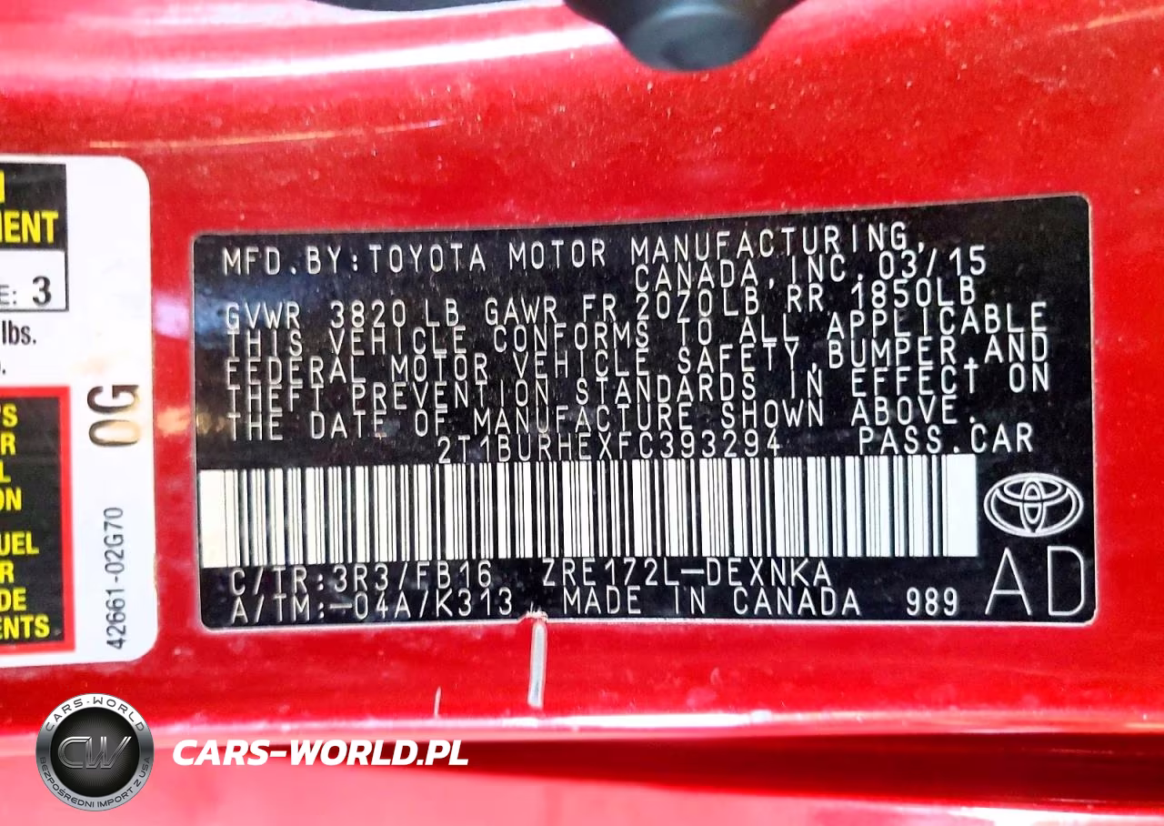 2015 Toyota Corolla Le VIN:2T1BURHEXFC393294 - 12