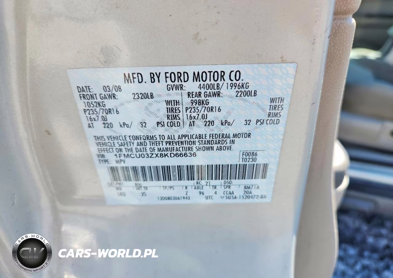 2008 Ford Escape Xlt VIN:1FMCU03ZX8KD66636 - 13