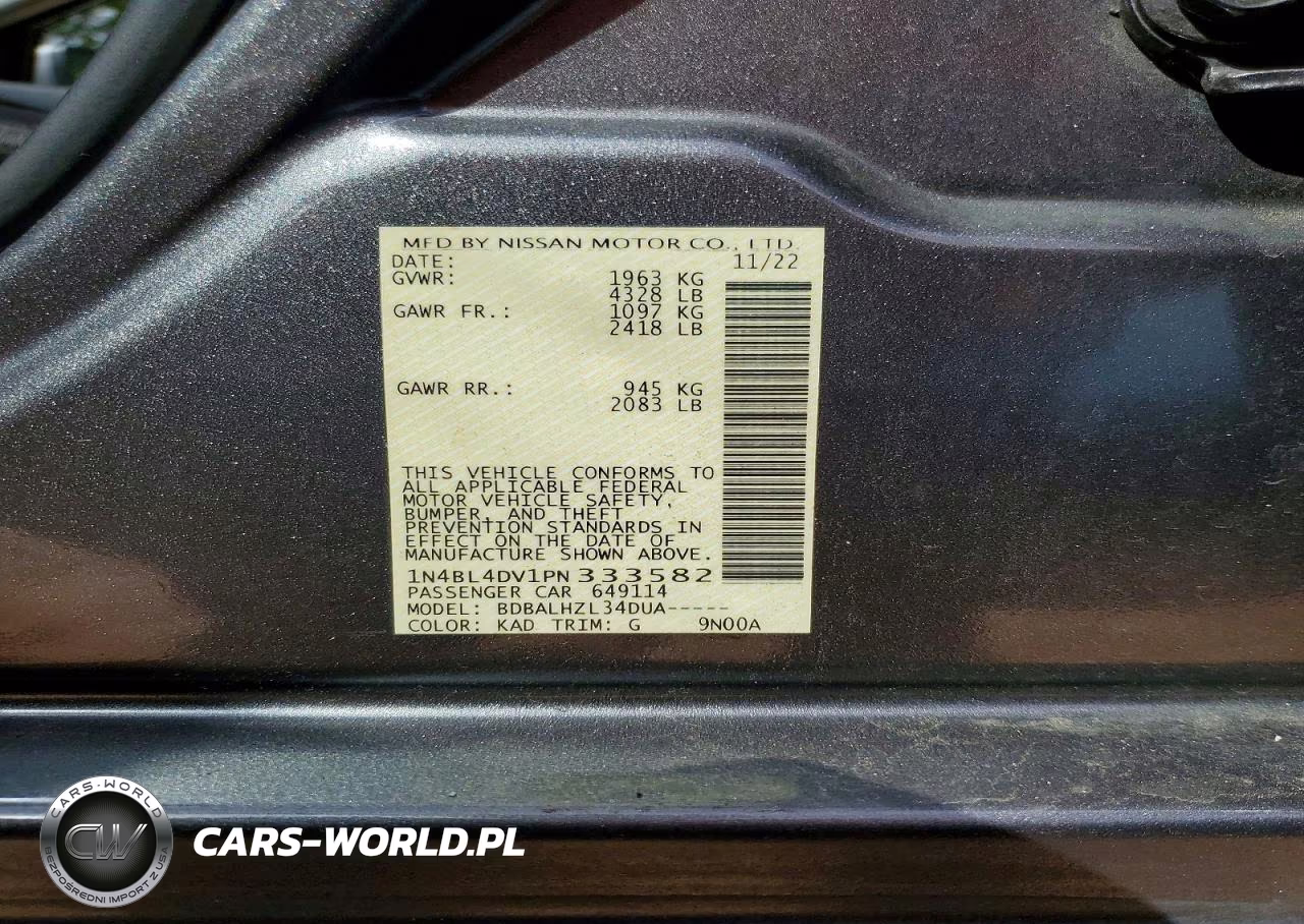 2023 Nissan Altima Sv VIN:1N4BL4DV1PN333582 - 12