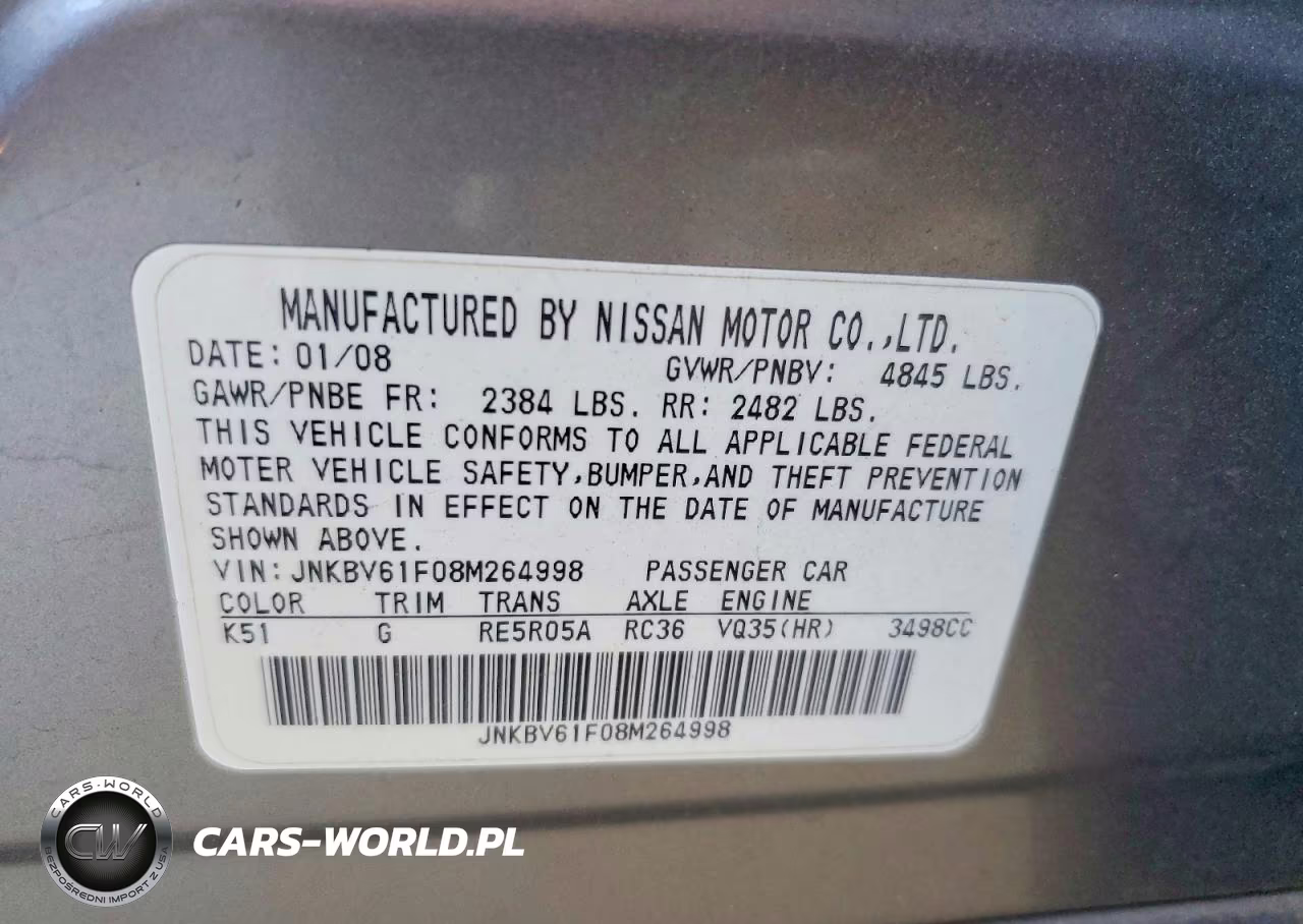 2008 Infiniti G35 X VIN:JNKBV61F08M264998 - 13