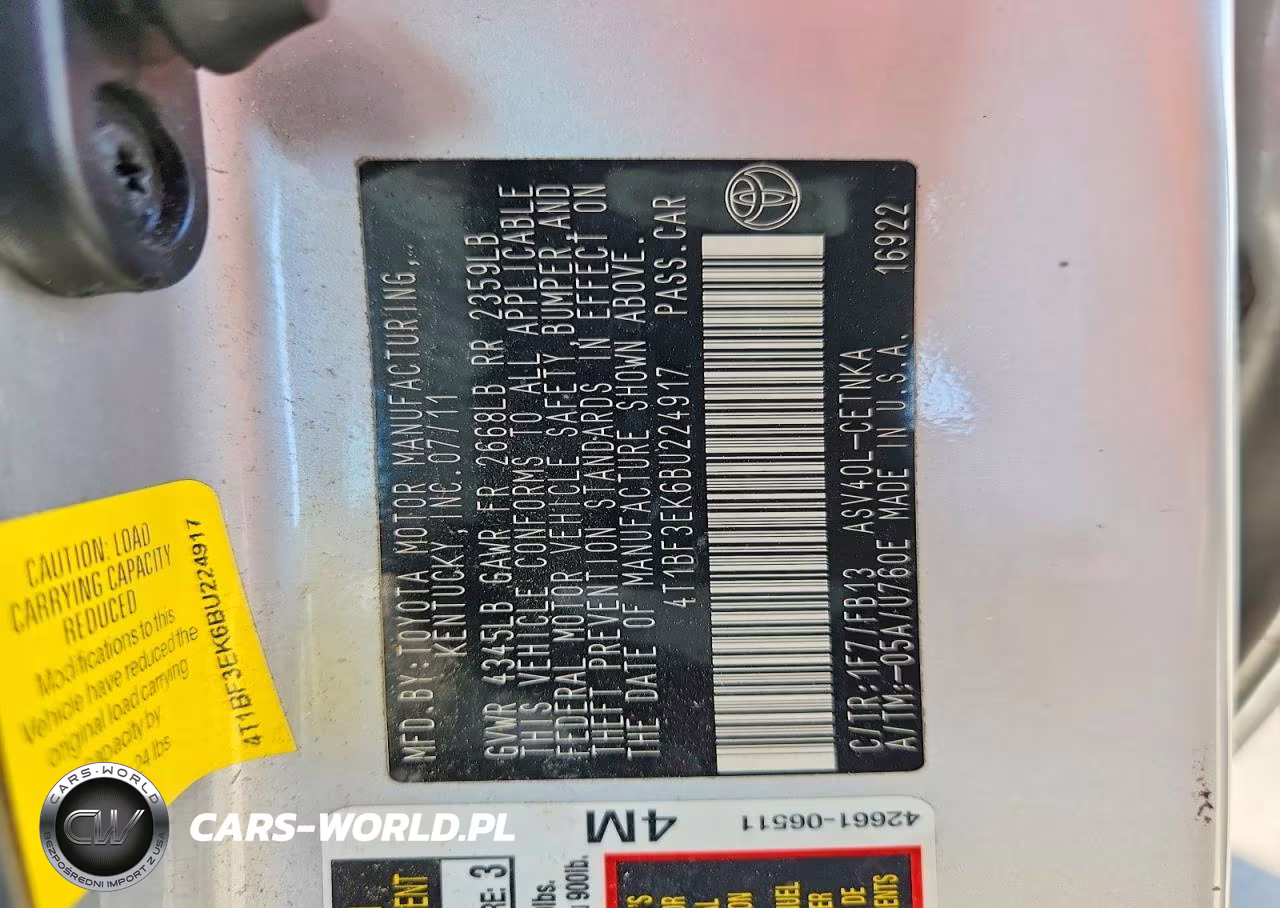 2011 Toyota Camry Le VIN:4T1BF3EK6BU224917 - 12