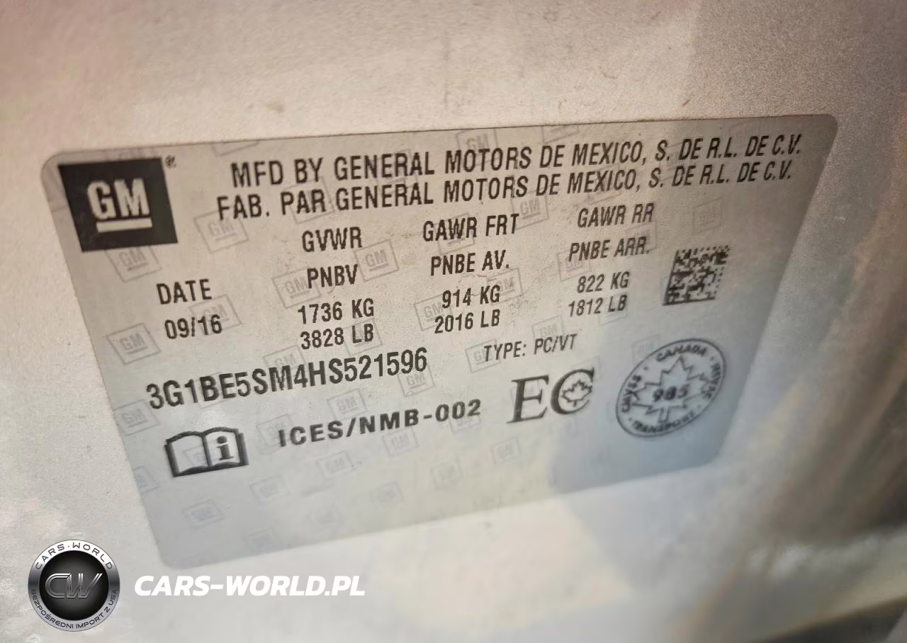2017 Chevrolet Cruze Lt VIN:3G1BE5SM4HS521596 - 12