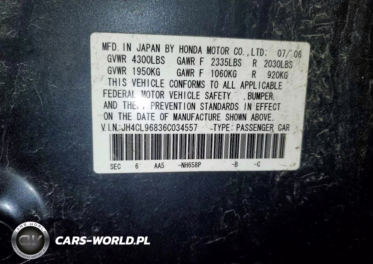 2006 Acura Tsx VIN:JH4CL96836C034557 - 12
