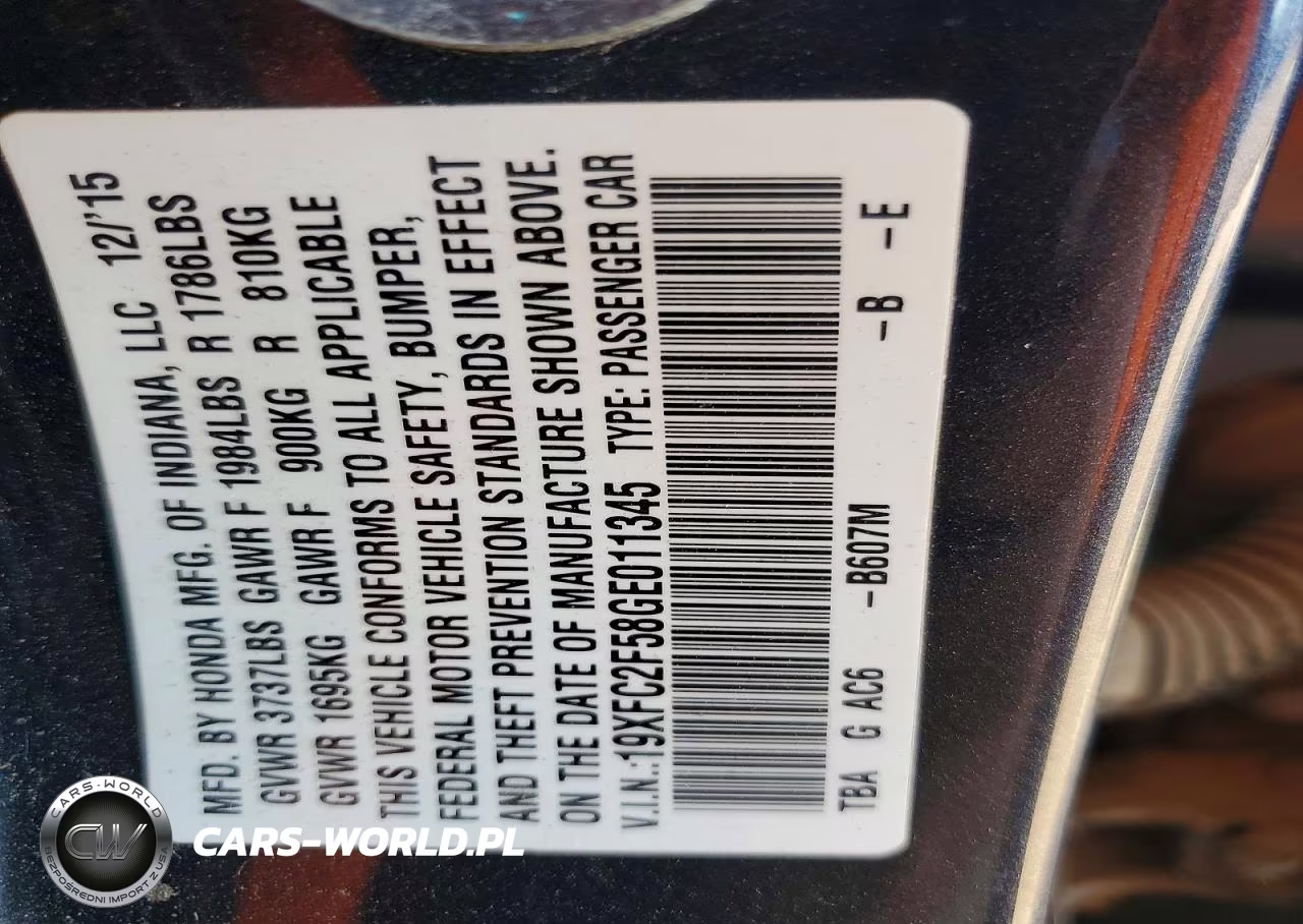 2016 Honda Civic Lx VIN:19XFC2F58GE011345 - 12