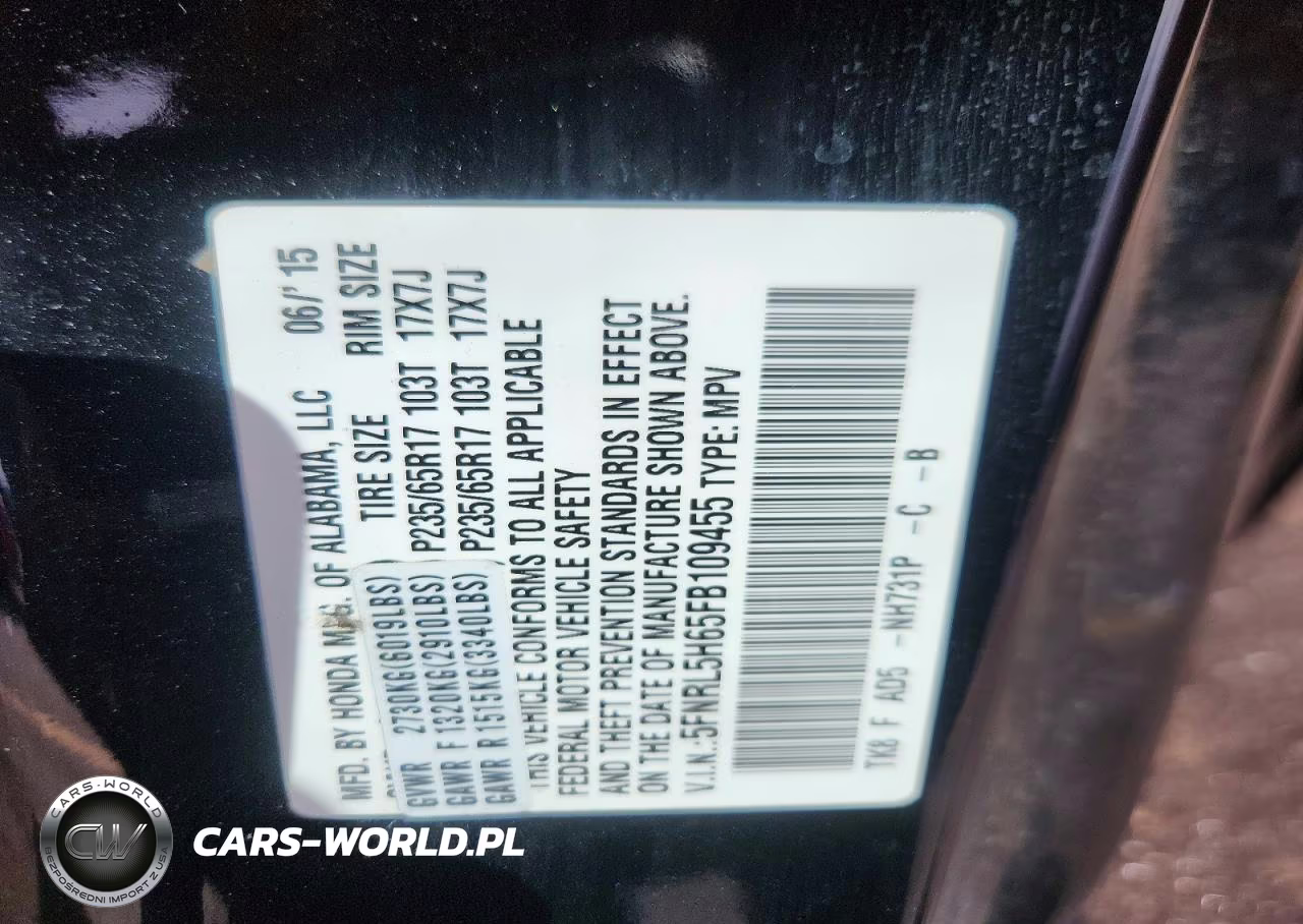 2015 Honda Odyssey Exl VIN:5FNRL5H65FB109455 - 12
