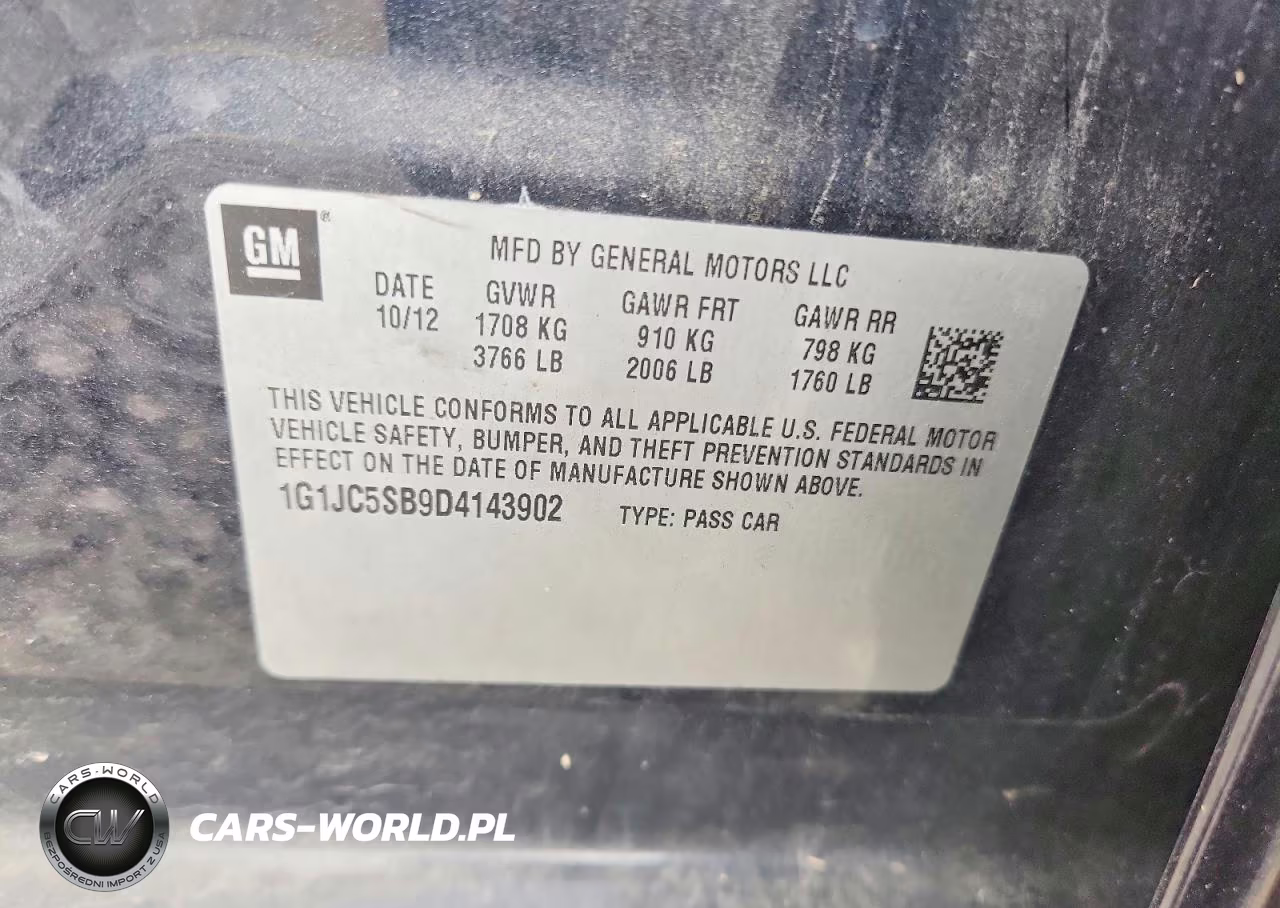 2013 Chevrolet Sonic Lt VIN:1G1JC5SB9D4143902 - 12
