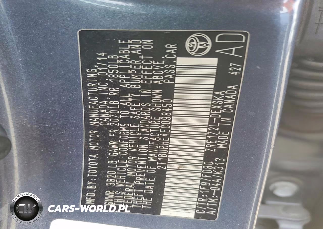 2014 Toyota Corolla S Plus VIN:2T1BURHE4EC098450 - 13