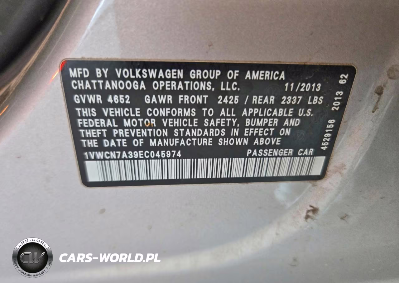 2014 Volkswagen Passat Sel VIN:1VWCN7A39EC045974 - 12