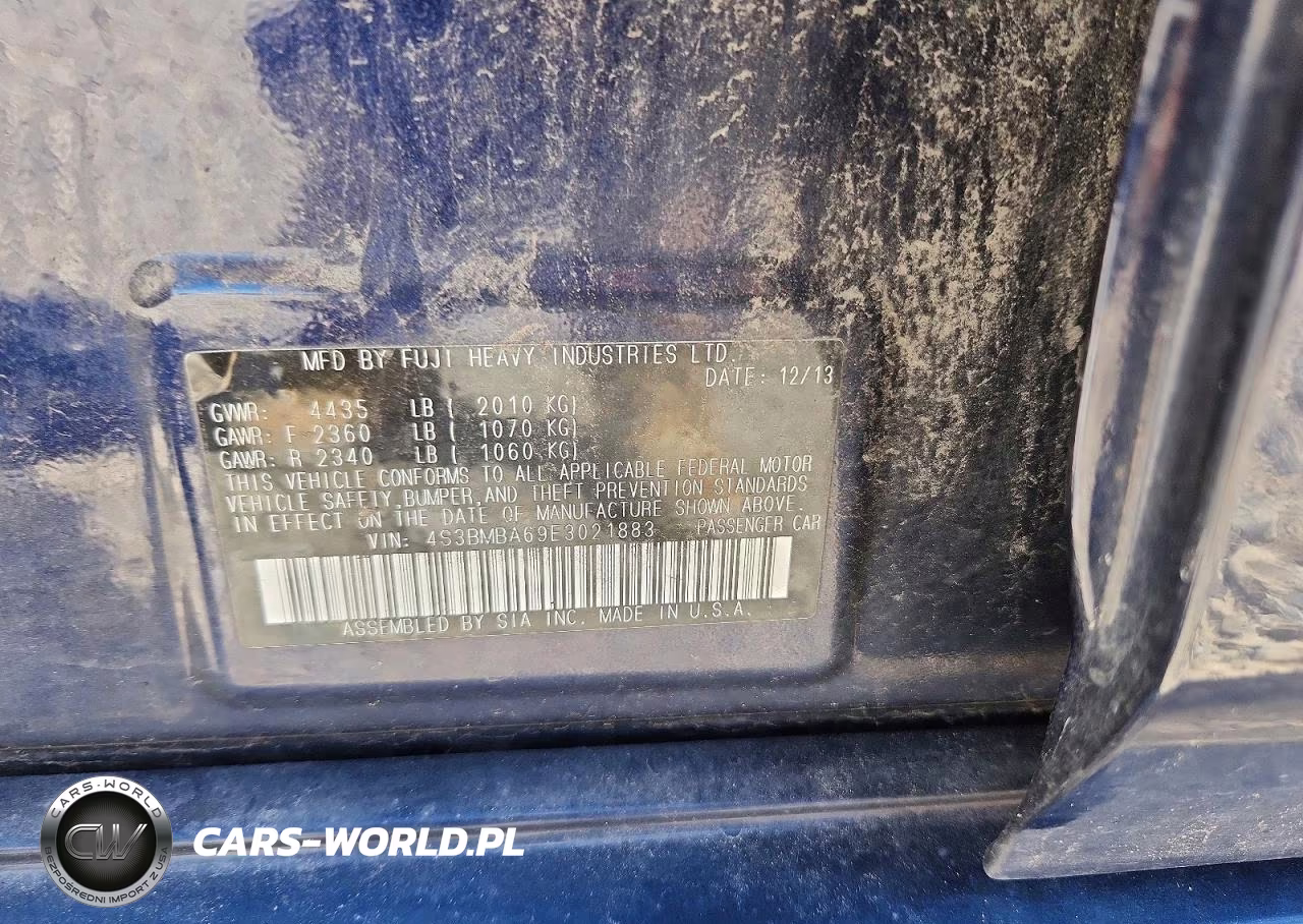 2014 Subaru Legacy 2.5I VIN:4S3BMBA69E3021883 - 12