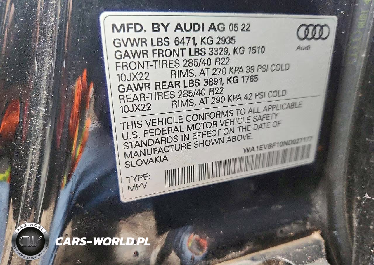 2022 Audi Q8 Premium Plus S-Line VIN:WA1EVBF10ND027177 - 13
