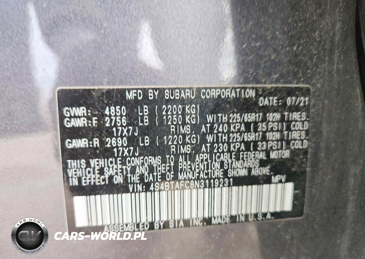 2022 Subaru Outback Premium VIN:4S4BTAFC8N3119231 - 13