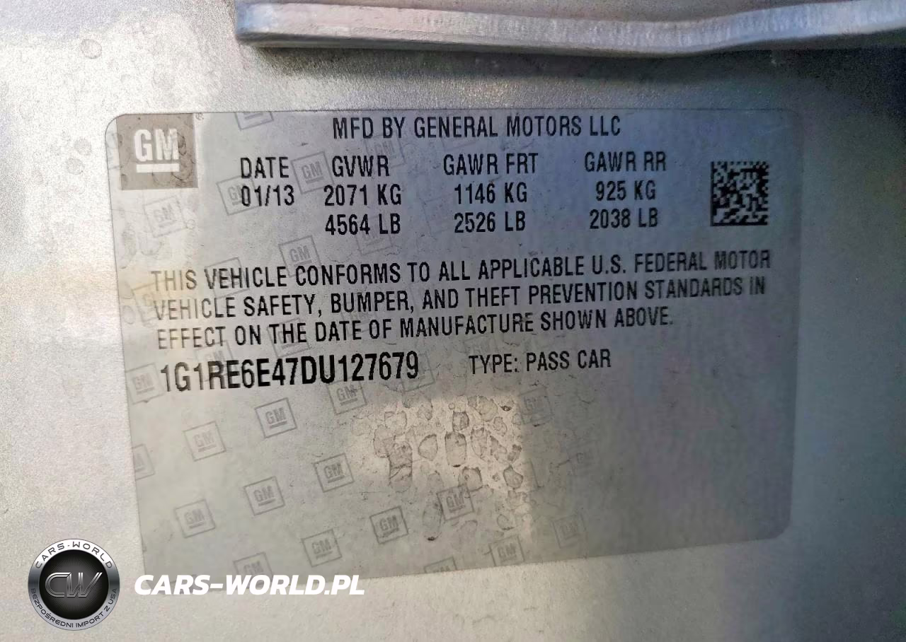 2013 Chevrolet Volt VIN:1G1RE6E47DU127679 - 12