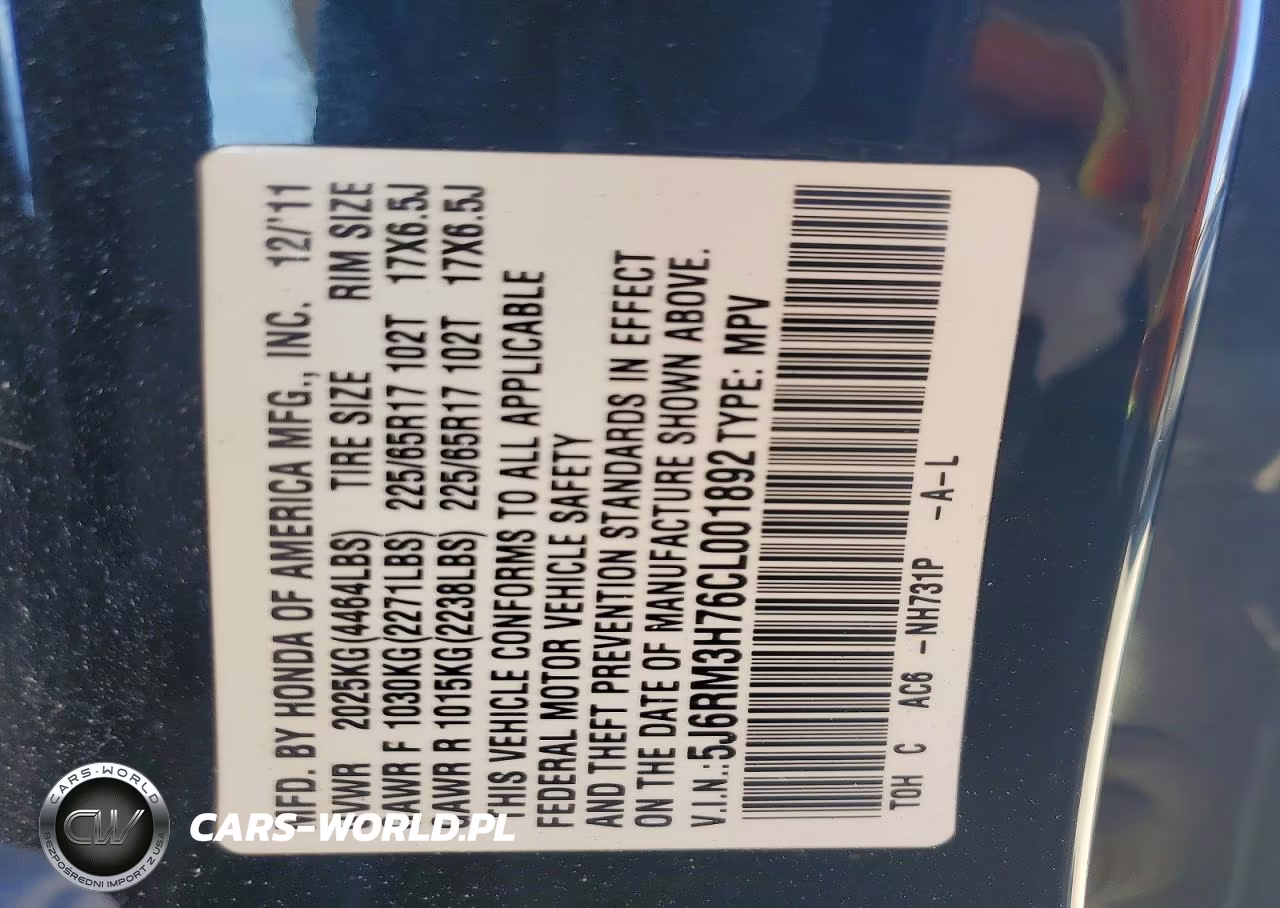 2012 Honda Cr-V Exl VIN:5J6RM3H76CL001892 - 13