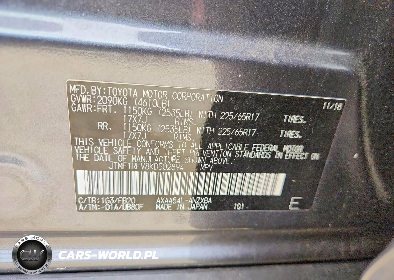 2019 Toyota Rav4 Le VIN:JTMF1RFV8KD502894 - 13