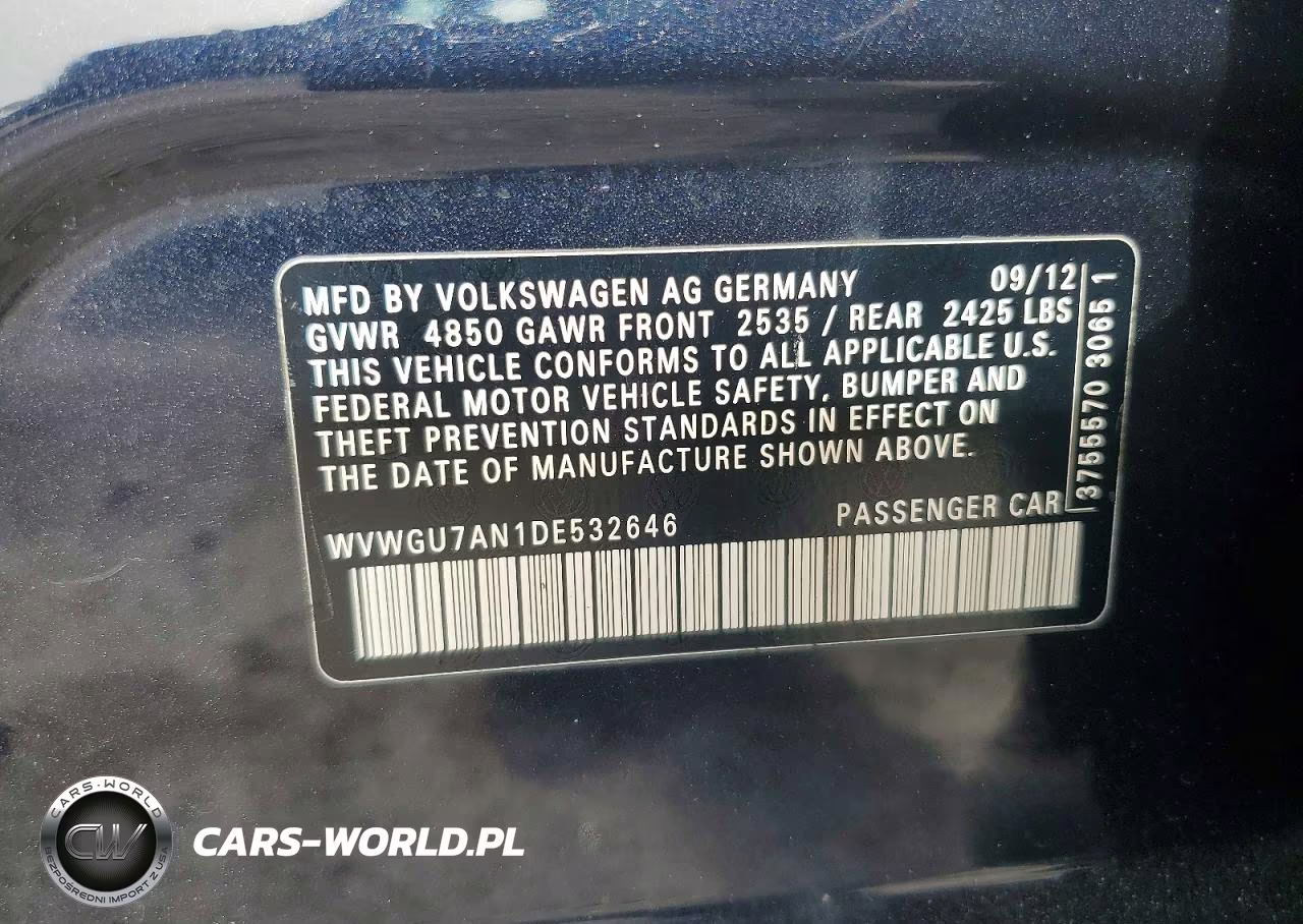 2013 Volkswagen Cc Vr6 4Motion VIN:WVWGU7AN1DE532646 - 12