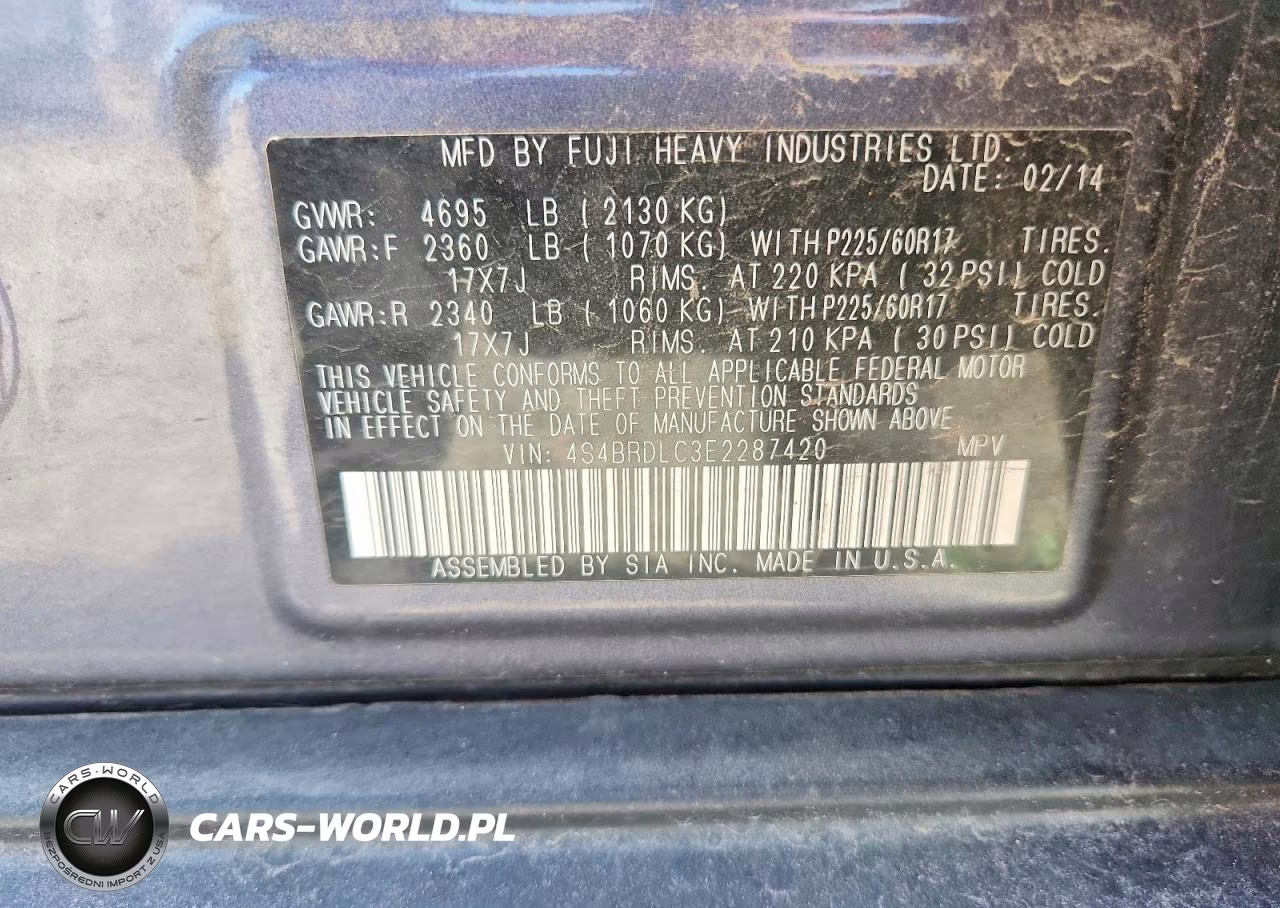 2014 Subaru Outback 3.6R Limited VIN:4S4BRDLC3E2287420 - 12