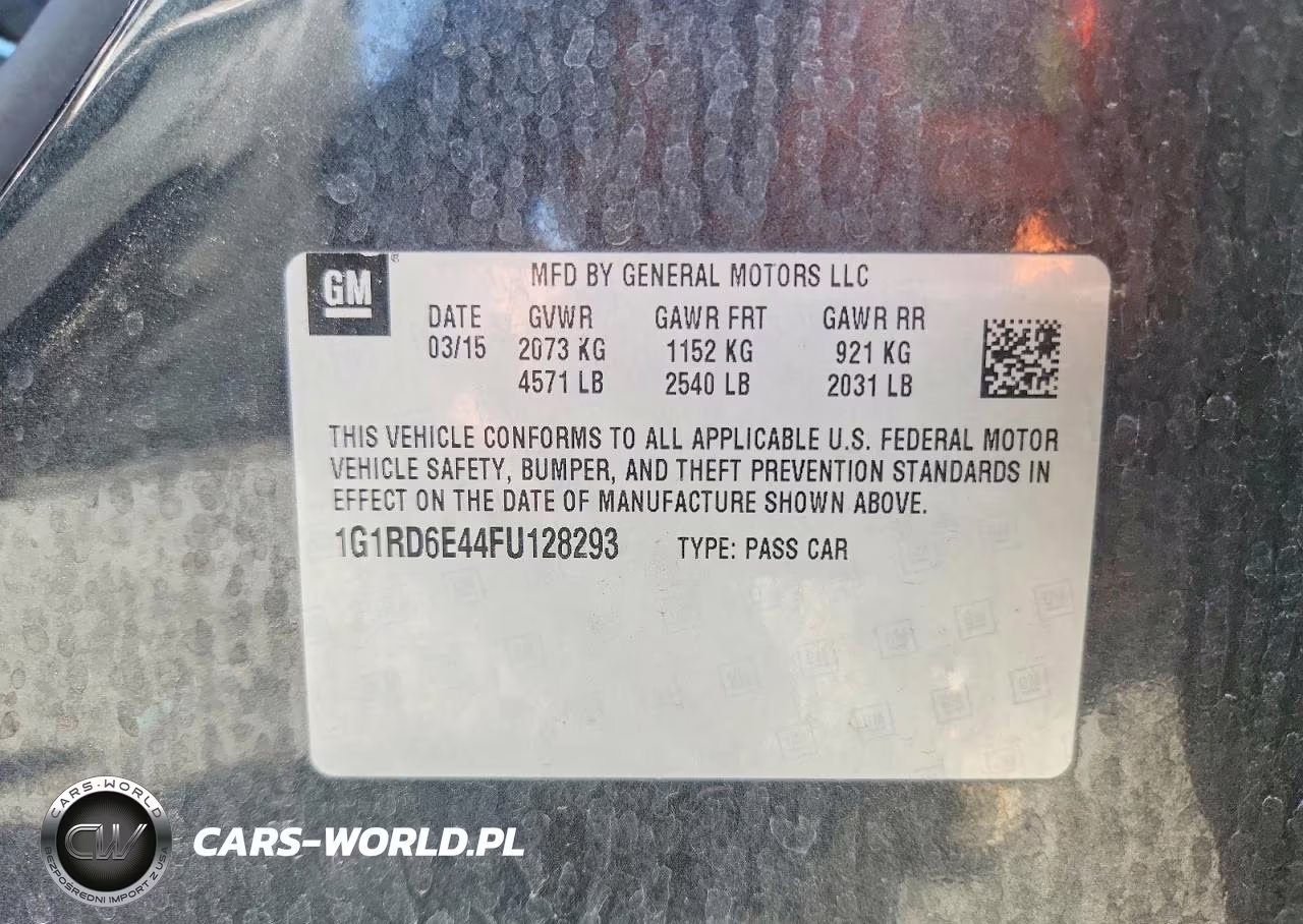 2015 Chevrolet Volt VIN:1G1RD6E44FU128293 - 12