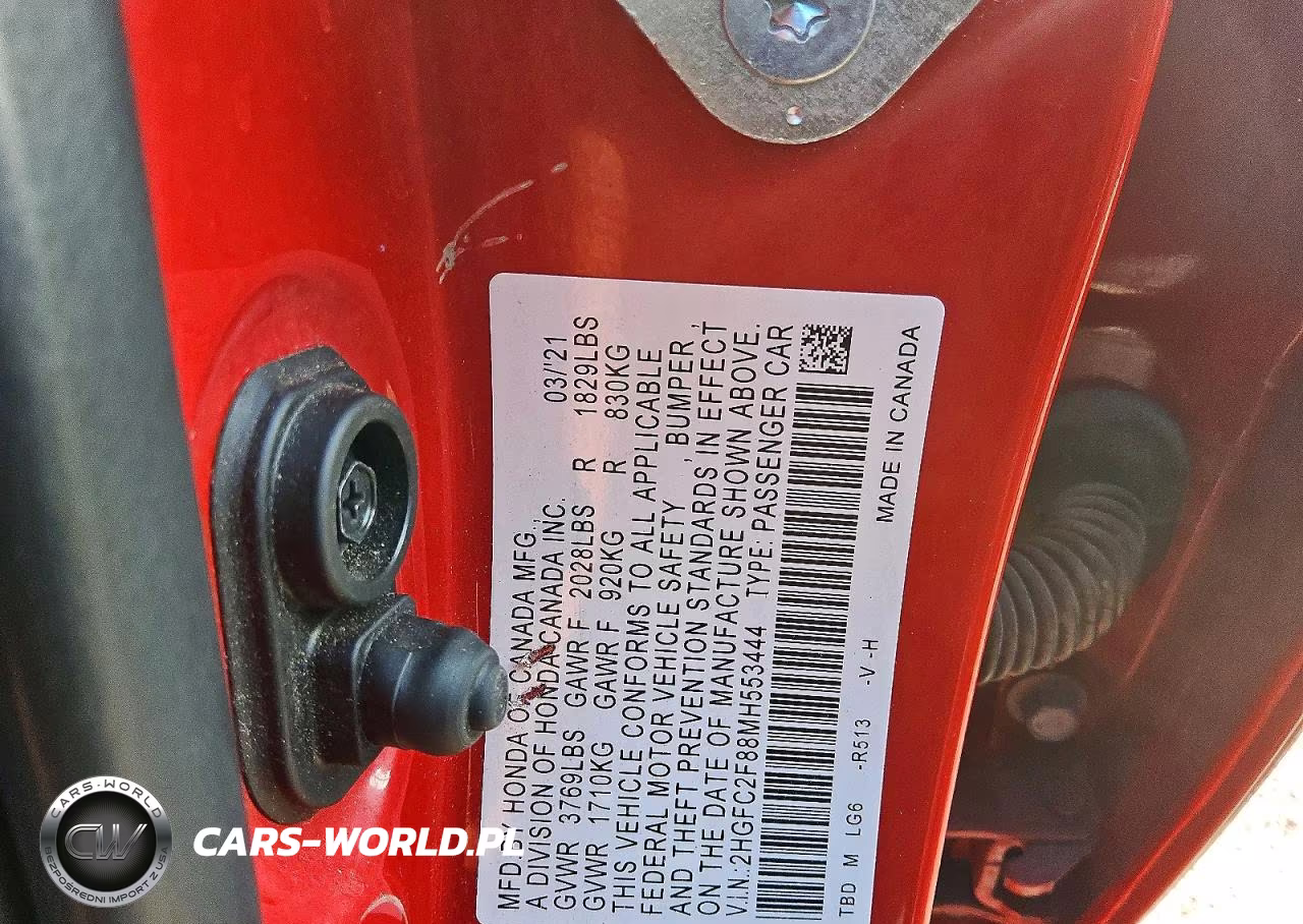 2021 Honda Civic Sport VIN:2HGFC2F88MH553444 - 12