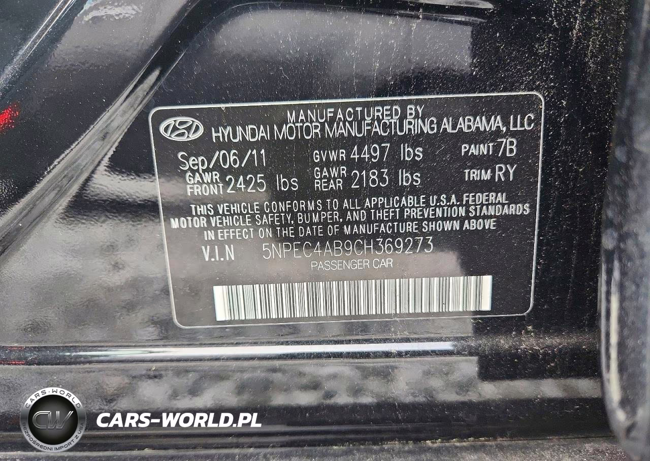 2012 Hyundai Sonata Limited 2.0T VIN:5NPEC4AB9CH369273 - 12