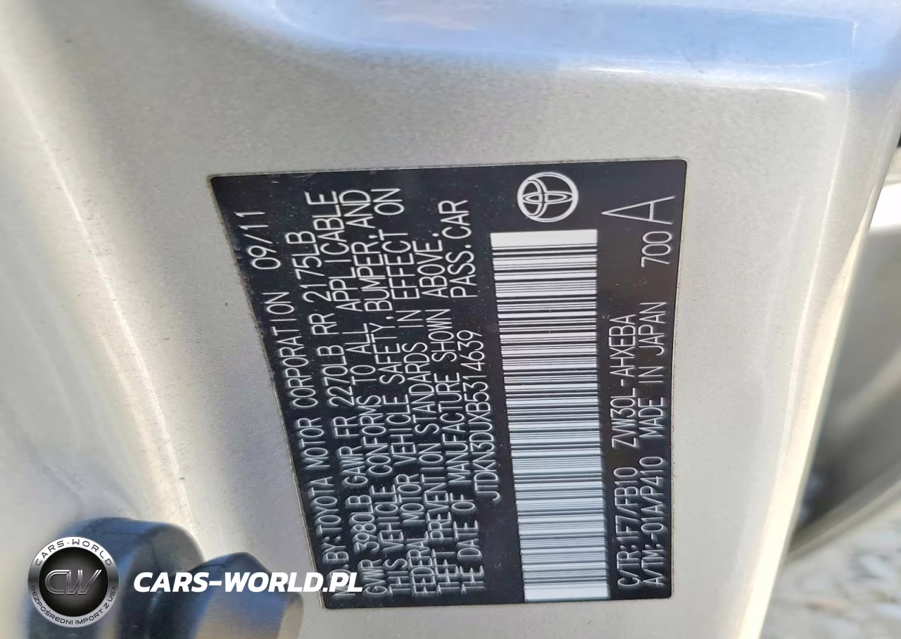 2011 Toyota Prius Two VIN:JTDKN3DUXB5314639 - 12