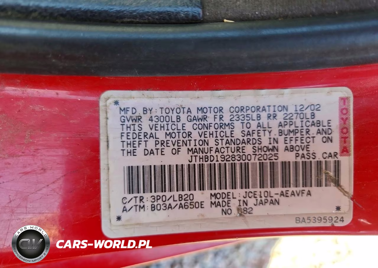 2003 Lexus Is 300 Base VIN:JTHBD192830072025 - 12