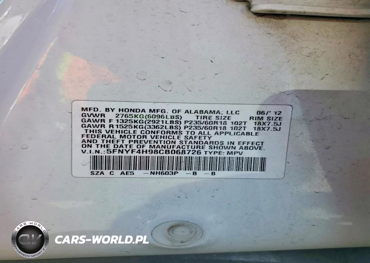 2012 Honda Pilot Touring VIN:5FNYF4H98CB068726 - 13