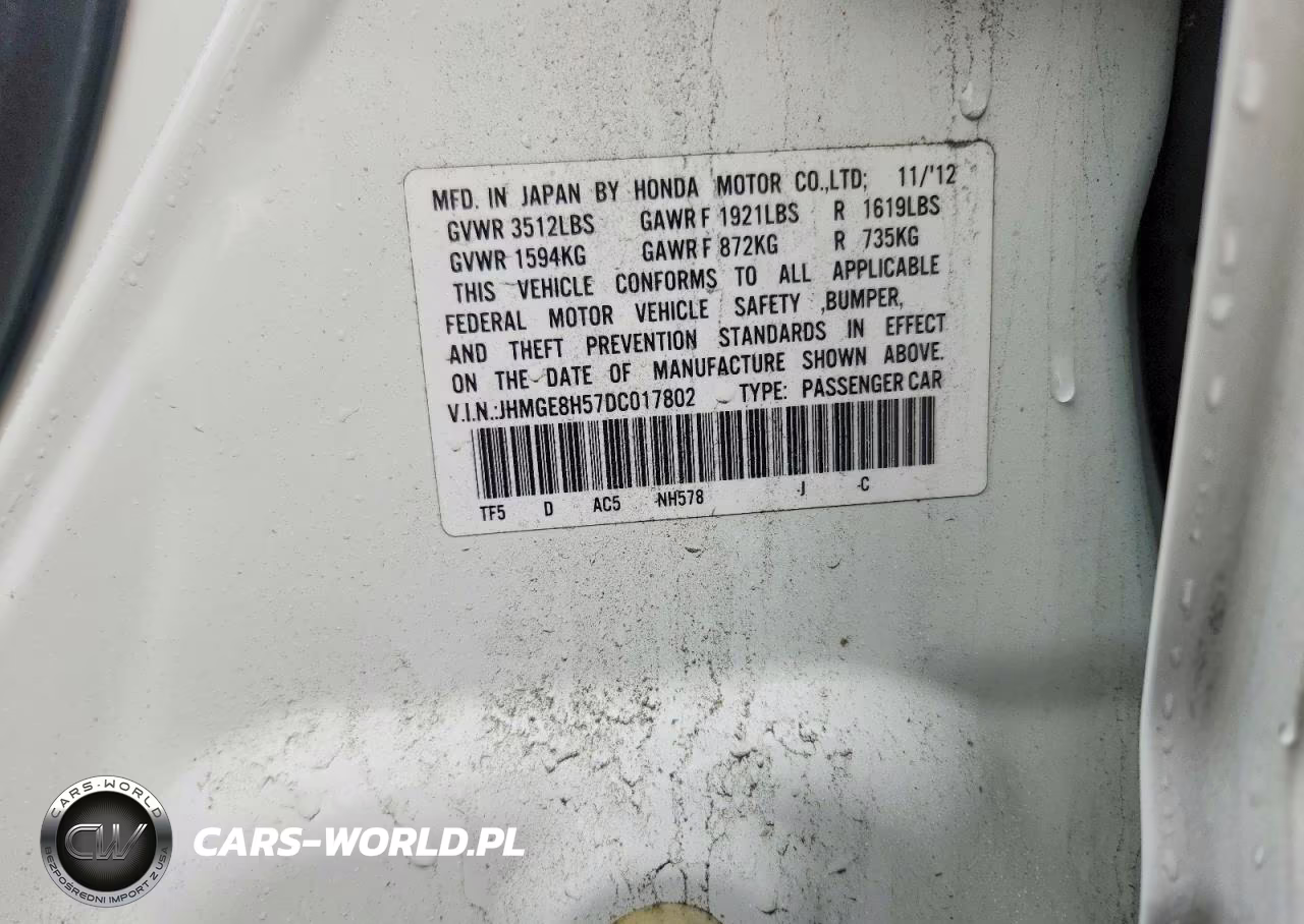 2013 Honda Fit Sport VIN:JHMGE8H57DC017802 - 12
