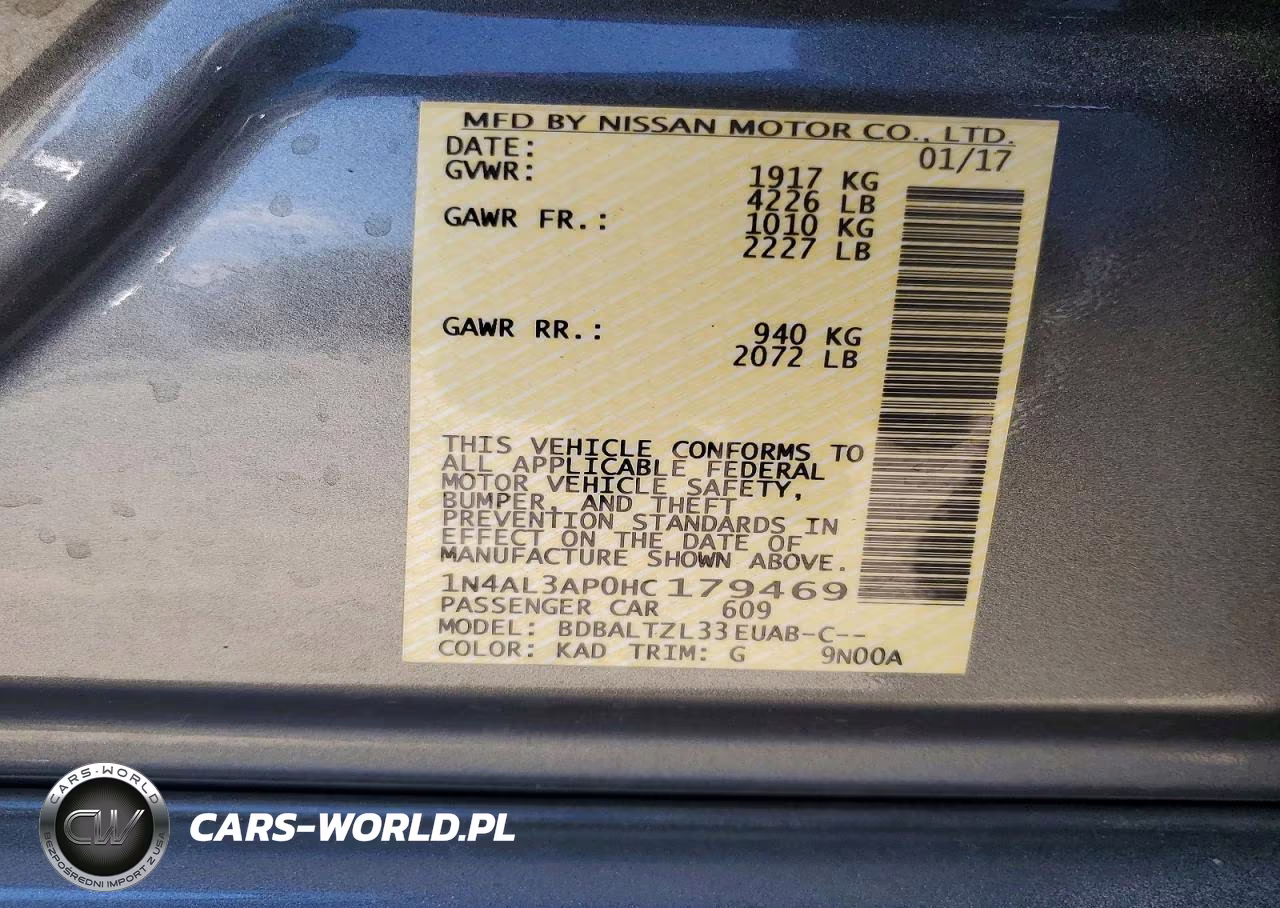 2017 Nissan Altima 2.5 Sl VIN:1N4AL3AP0HC179469 - 12