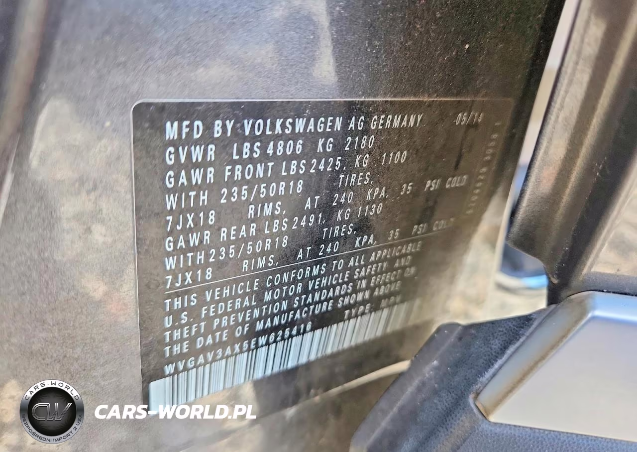 2014 Volkswagen Tiguan S VIN:WVGAV3AX5EW625416 - 13