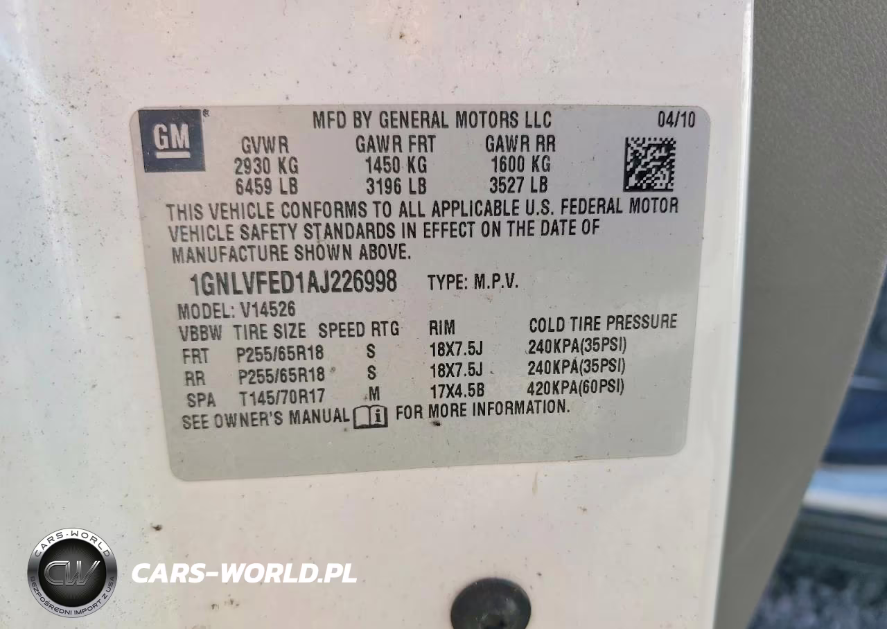 2010 Chevrolet Traverse Lt VIN:1GNLVFED1AJ226998 - 13