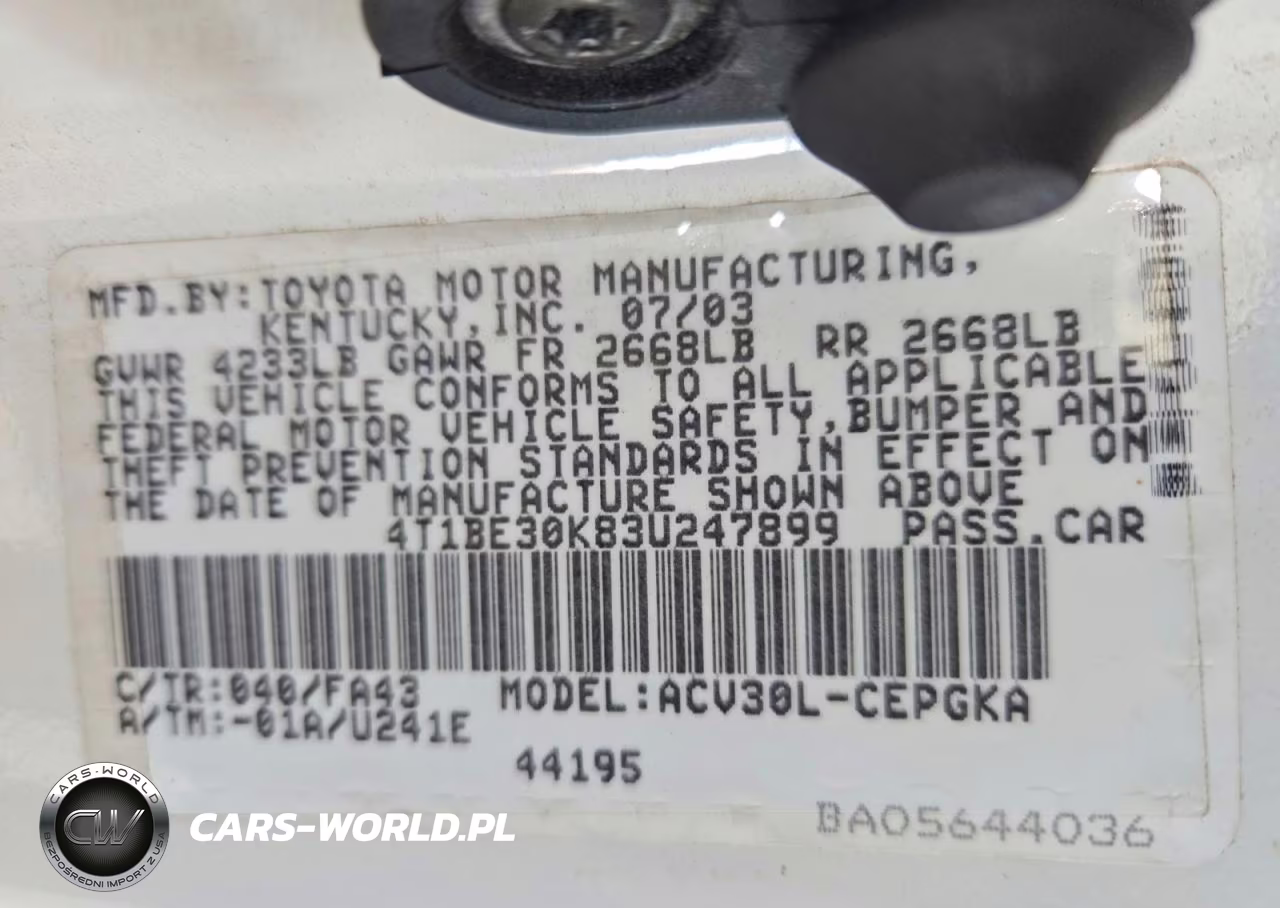 2003 Toyota Camry Xle VIN:4T1BE30K83U247899 - 12