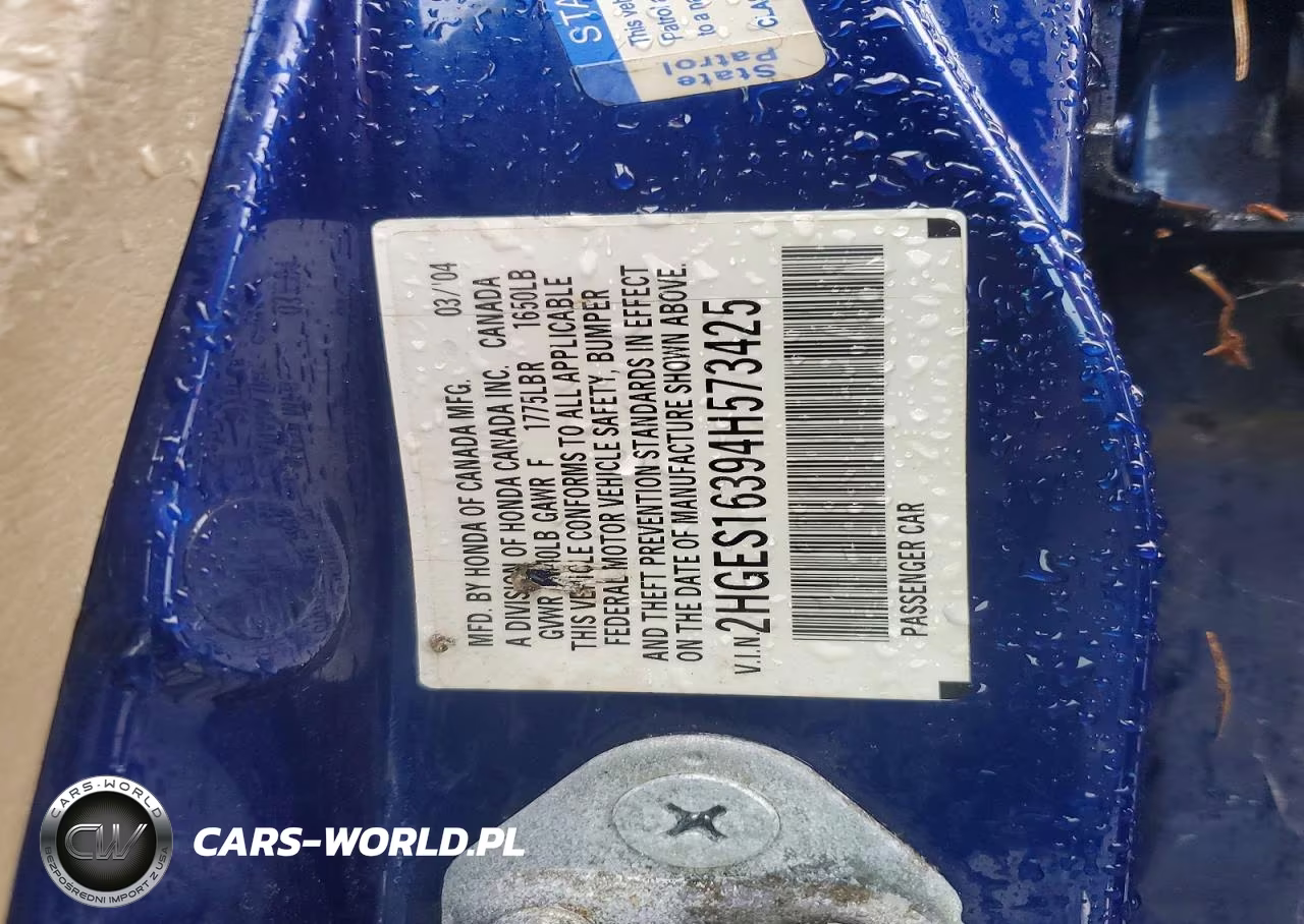 2004 Honda Civic Dx Vp VIN:2HGES16394H573425 - 12