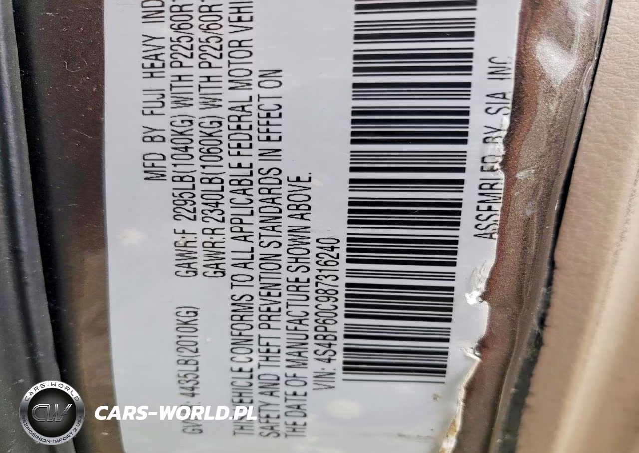 2008 Subaru Outback VIN:4S4BP60C987316240 - 12
