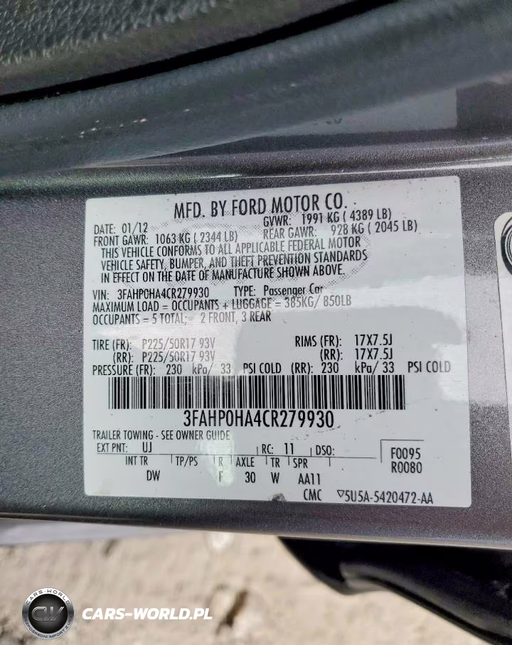 2012 Ford Fusion Se VIN:3FAHP0HA4CR279930 - 12