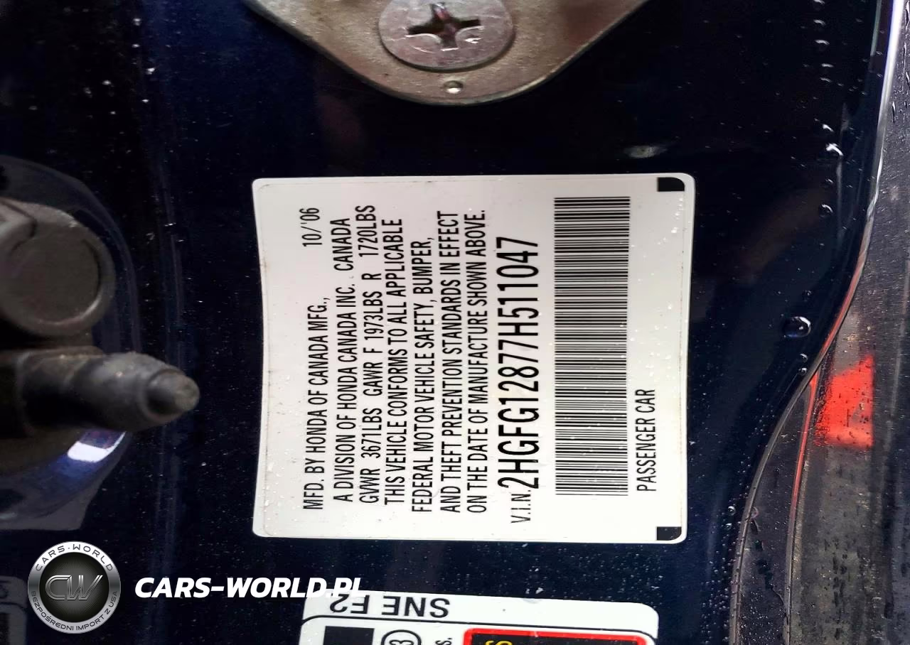 2007 Honda Civc VIN:2HGFG12877H511047 - 12