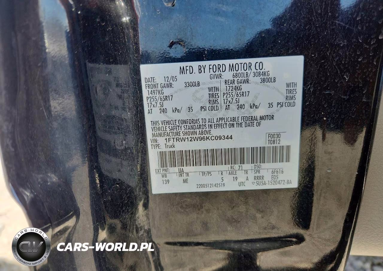 2006 Ford F150 Supercrew VIN:1FTRW12W96KC09344 - 12