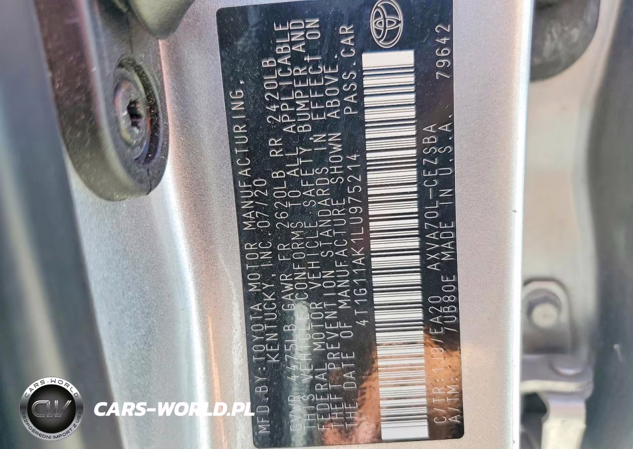 2020 Toyota Camry Se VIN:4T1G11AK1LU975214 - 12