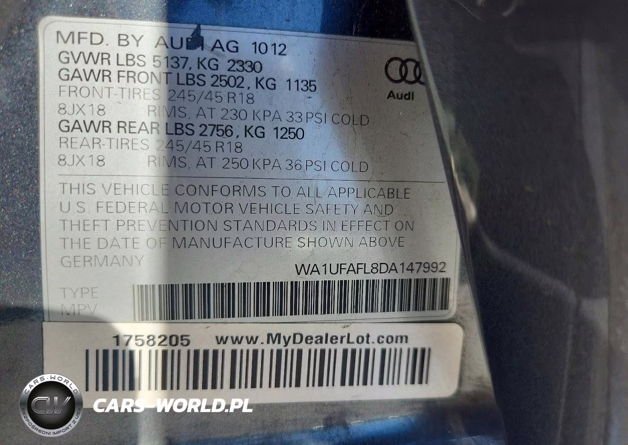 2013 Audi A4 Allroad Premium Plus VIN:WA1UFAFL8DA147992 - 13