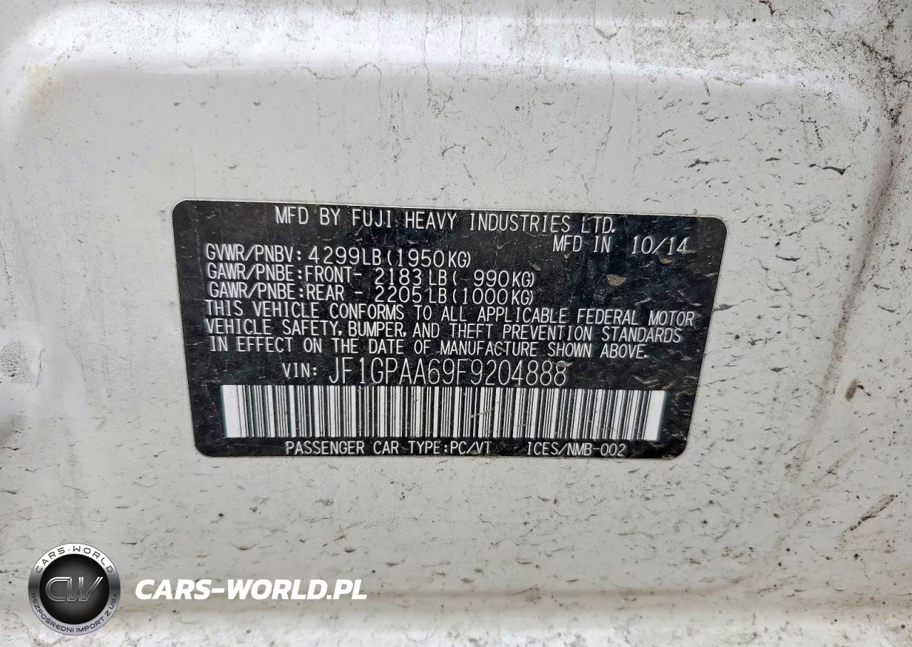 2015 Subaru Impreza VIN:JF1GPAA69F9204888 - 12