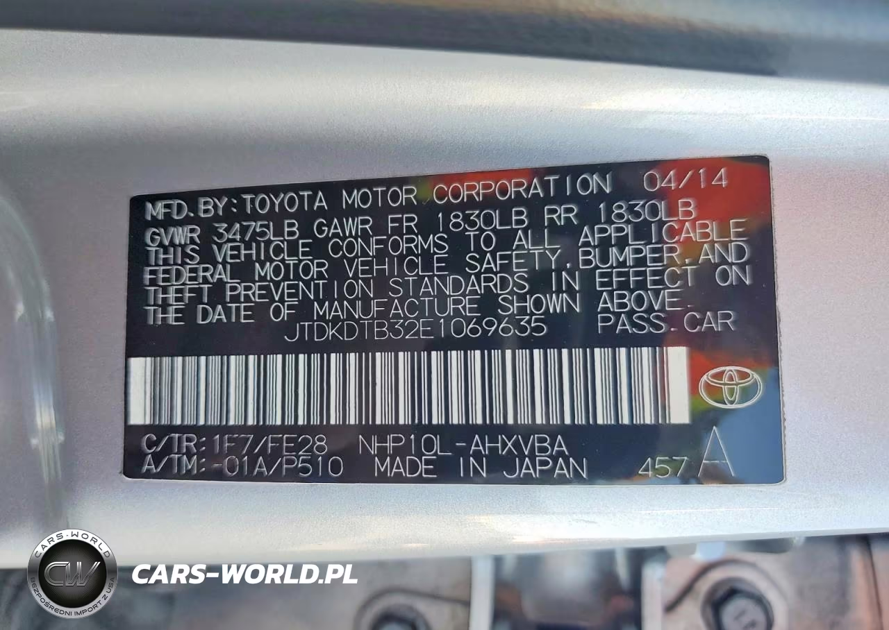 2014 Toyota Prius C One VIN:JTDKDTB32E1069635 - 12